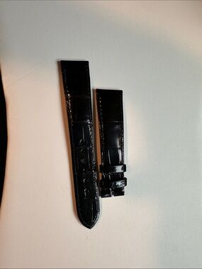 Patek Philippe Glossy Black Crocodile-Style Leather Watch Strap